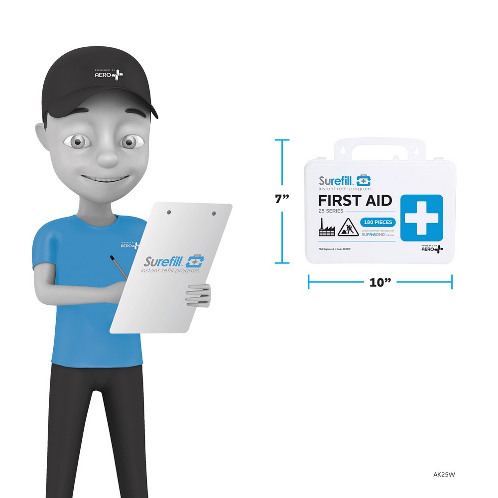 Aero Healthcare AK25W SUREFILL 25 Series All Purpose First Aid Kit - Weatherproof Plastic Case