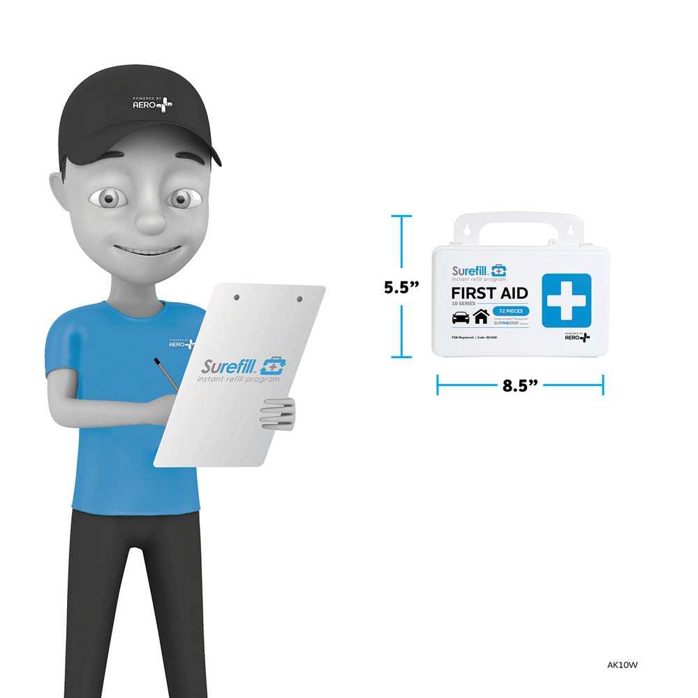 Aero Healthcare AK10W SUREFILL 10 Series First Aid Kit - Weatherproof Plastic Case