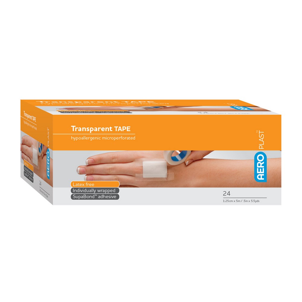 Aero Healthcare AT12 AEROPLAST Transparent Plastic Tape 1/2in x 5.5yds