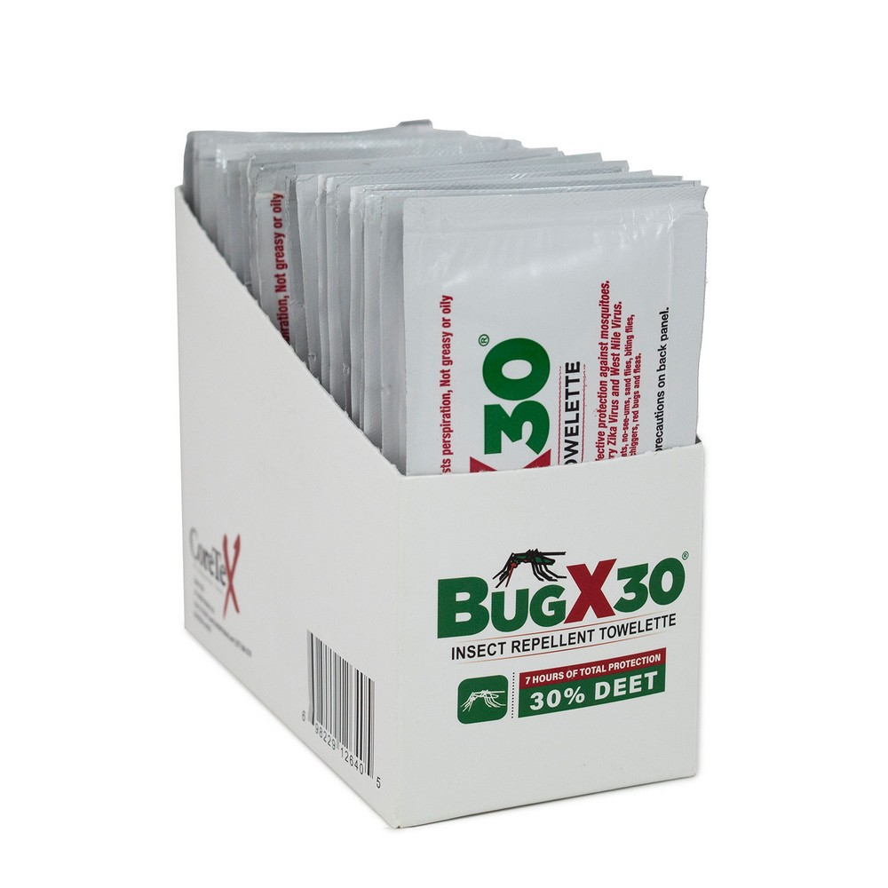 Aero Healthcare 12640 BugX30 Insect Repellent Wipes DEET, 25/box