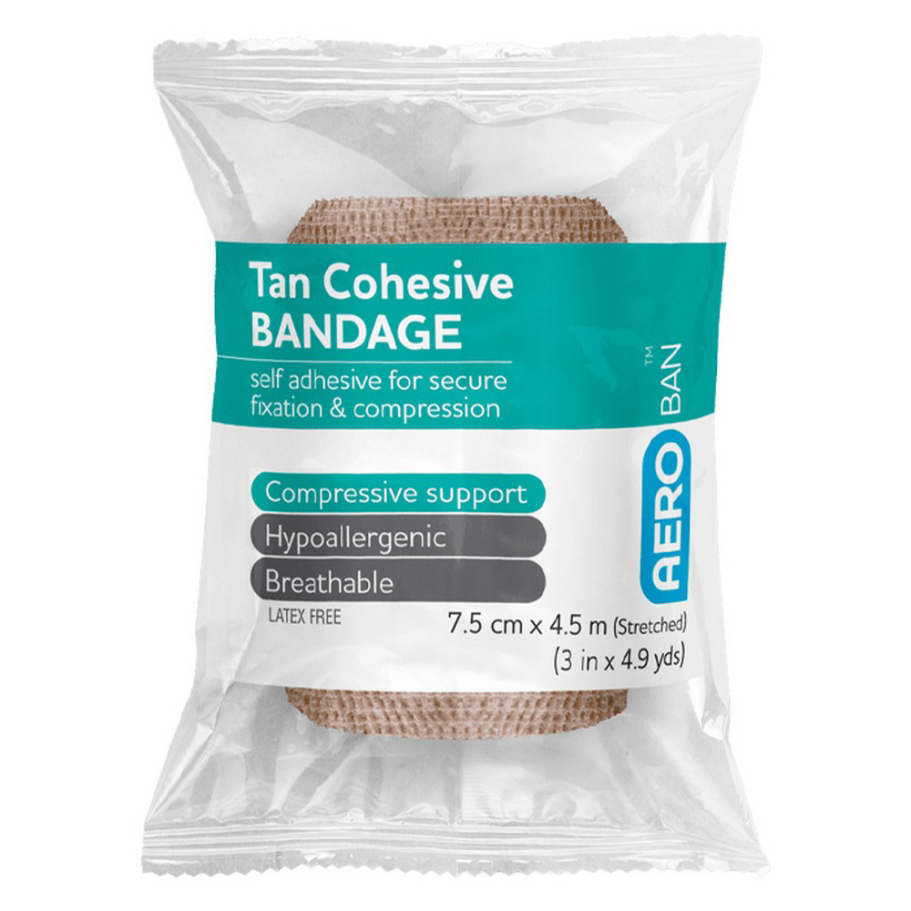 Aero Healthcare ABCT75 AEROBAN Tan Cohesive Bandage 3in x 4.9yds