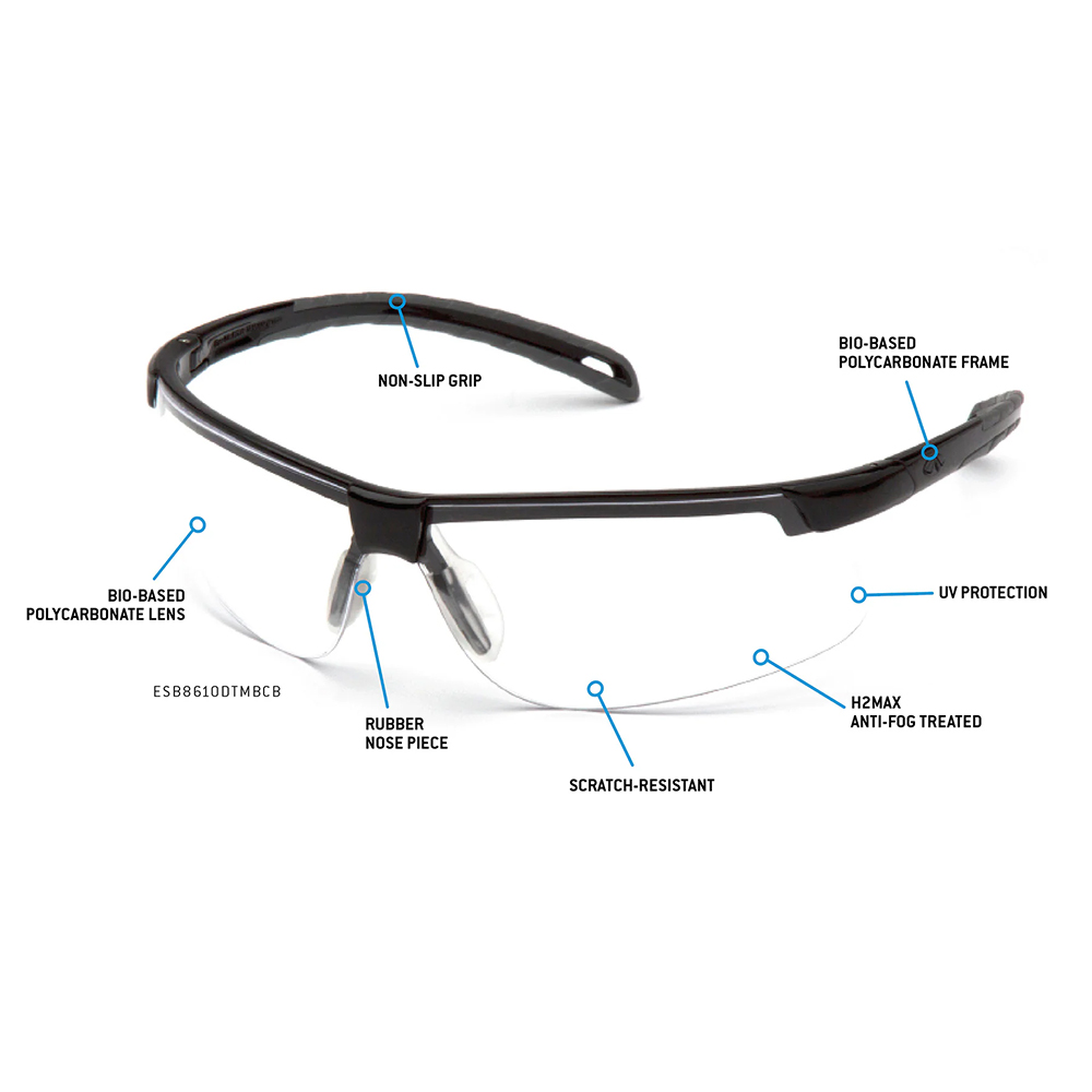 Pyramex Safety ESB8620DTMBCB Sustainable Ever-Lite - Black Frame Gray Lens Safety Glasses