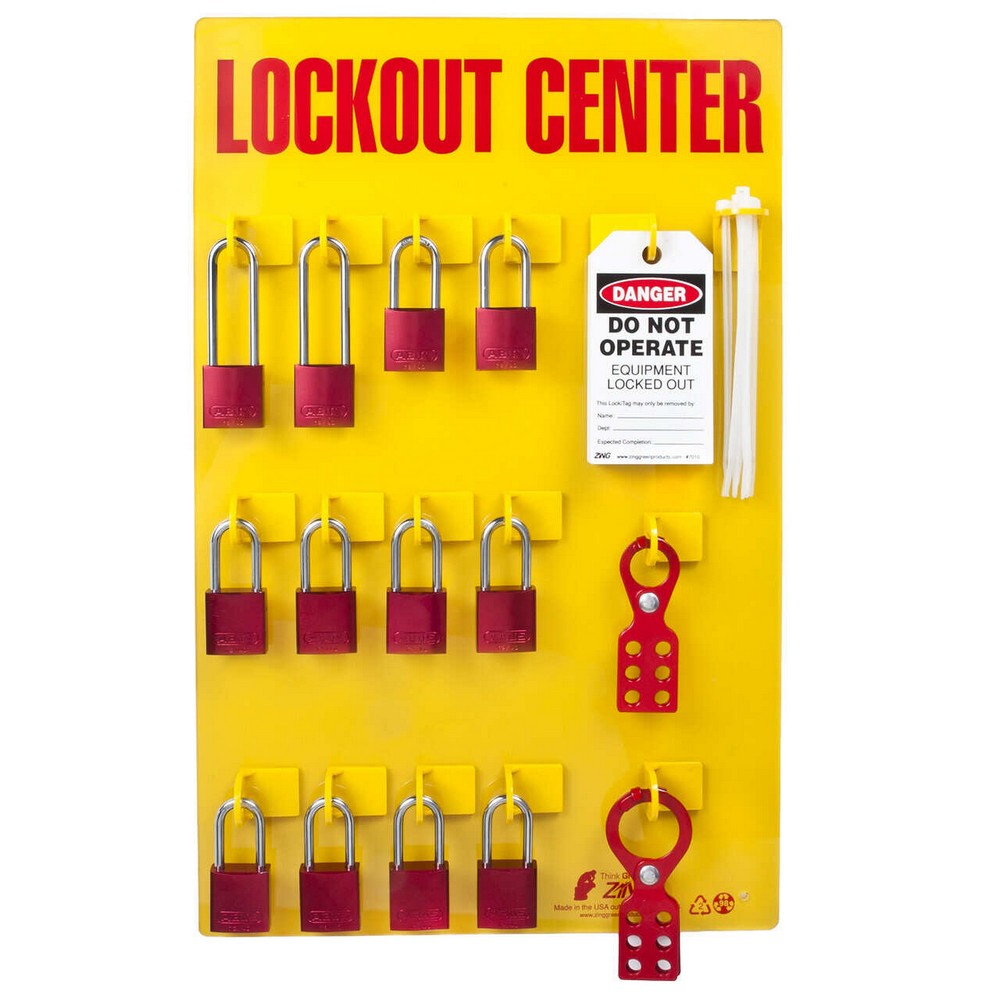 Zing Green 2728 RecycLockout Lockout Tagout Station, 12 Aluminum Padlock