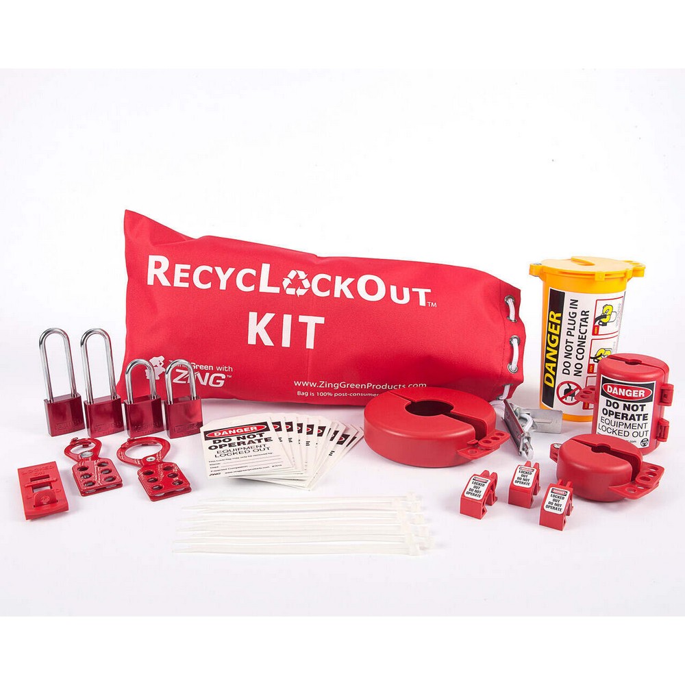 Zing Green 2724 Lockout Bag Kit with Aluminum Padlocks, 35 Components