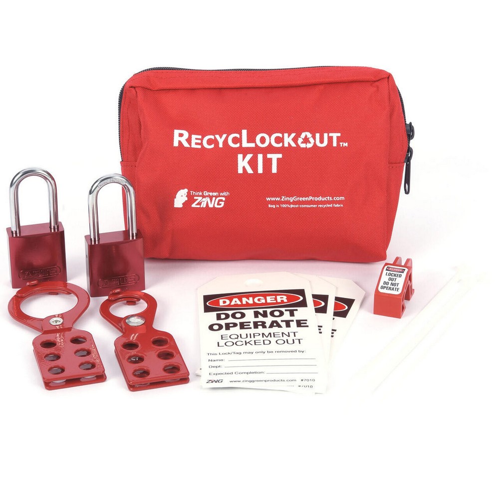 Zing Green 2731 General Application Lockout Tagout Pouch Kit, Aluminum Padlocks, 11 Components, Recycled Materials