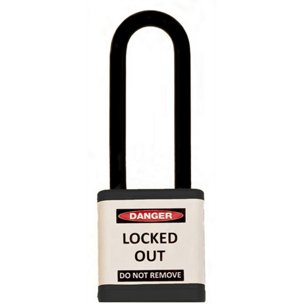 Zing Green 710KD-BLACK Lockout Safety Padlock, 700 Series, 3" Shackle, Keyed Different, Black