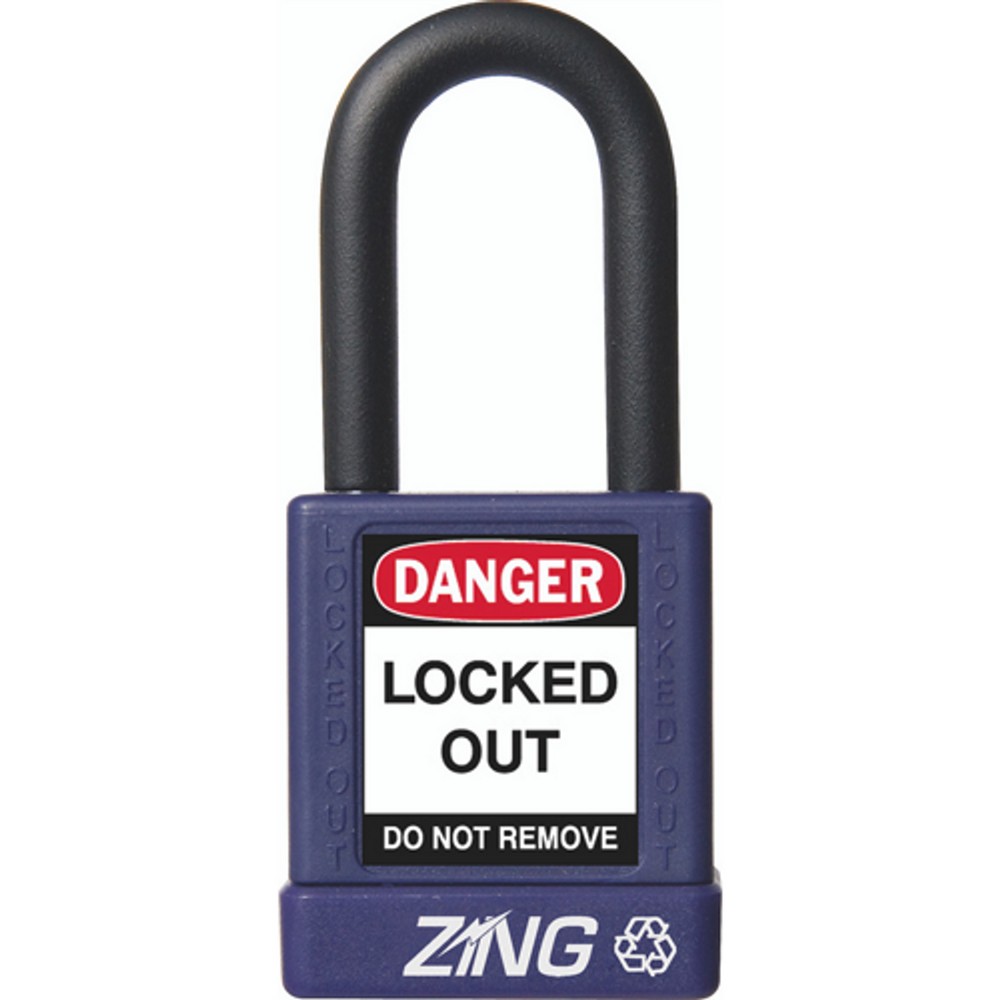 Zing Green 7040 Recyclockout Safety Padlock, 1.5" Shackle, Keyed Different, Purple