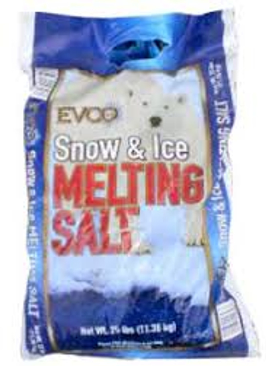 Evco Snow & Ice Melting Rock Salt FLOERS25P Safe-T-Salt, 25lb Bags, 110 Bags/Pallet