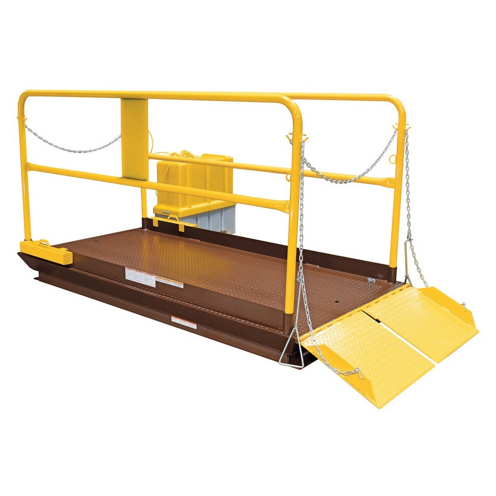 Vestil WL-100-12-612 Steel Premium Truck Scissor Dock Lift 6 Ft x 12 Ft 12,000 Lb. Capacity Brown/Yellow