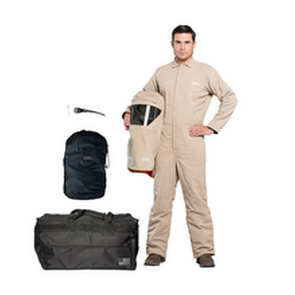 OEL AFW40F-KFC 40 CAL Coverall Kit SwitchGear Hood Standard Mens Khaki w/Dual Fans