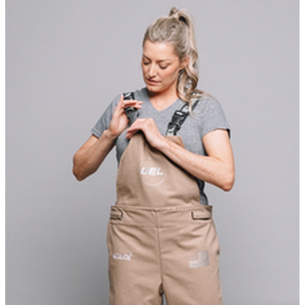 OEL AFW40LF-FL-KJB-S-W 40 CAL Jacket and Bib Overall Kit Lift Front Hood Standard Womens Khaki w/Fan Unit & Articulating Lights