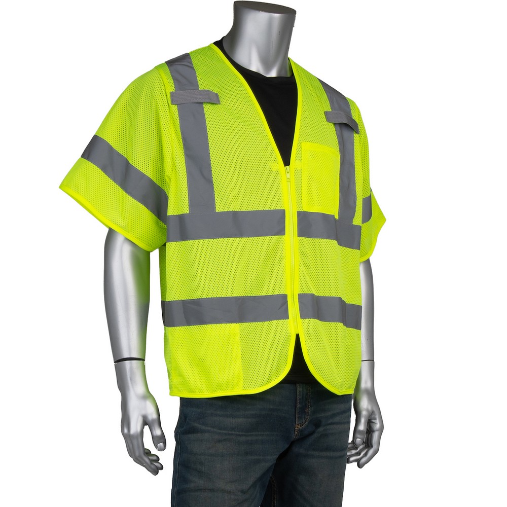 PIP 303-V101LY-S/M ANSI Type R Class 3 Dual Sized Two Pocket Mesh Vest