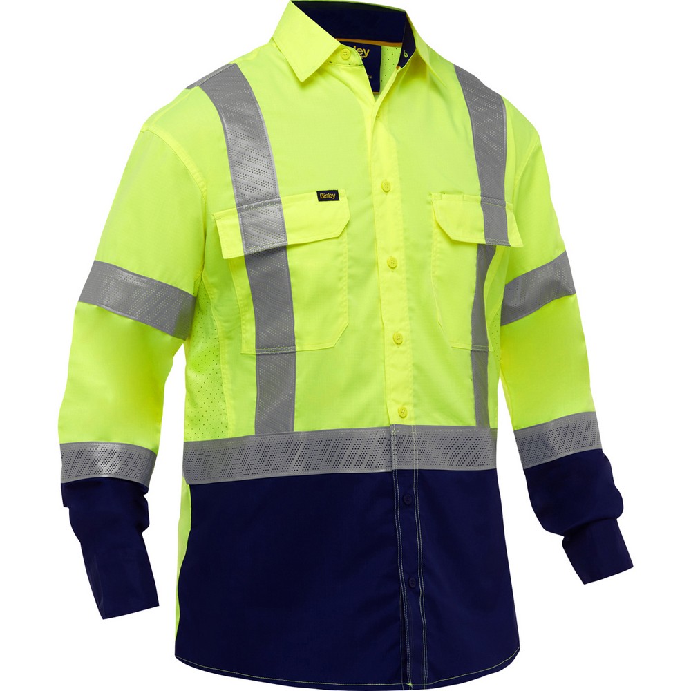 PIP 313M6491H-YN/S ANSI Type R Class 3 Long Sleeve Work Shirt with X-Airflow and Navy Bottom