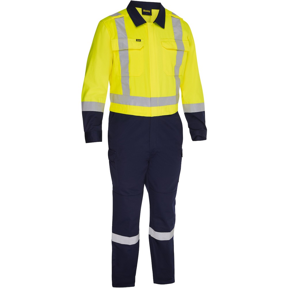 PIP 314M6369H-YN/S ANSI Type R Class 2 Vented Coverall with Navy Bottom - Industrial Wash Durable