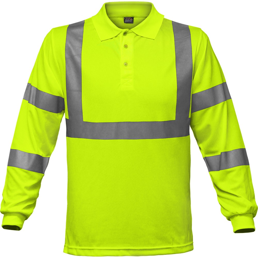 PIP 314ST-LM-SM ANSI Type R Class 3 Long Sleeve Moisture Wicking Polo Shirt with UPF 35 Sun Protection