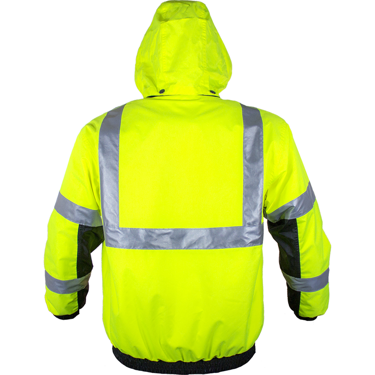 PIP 411ST-LB ANSI Type R Class 3 Waterproof Black Bottom Bomber Jacket with Fleece Lining Hi-Vis Yellow/Black
