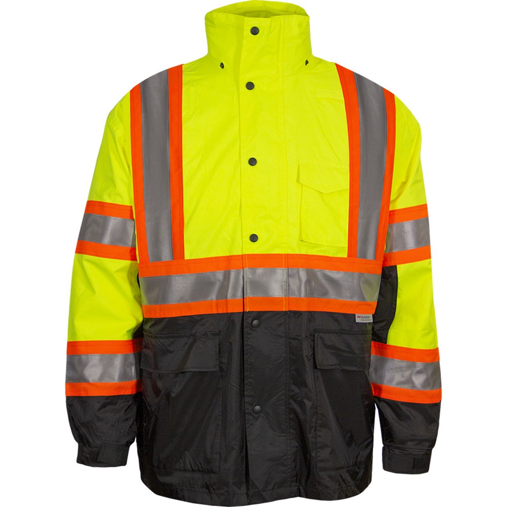 PIP 431CX-LB ANSI Type R Class 3 Two-Tone Waterproof and Breathable 3-Seasons Parka with X-Back and Black Bottom Hi-Vis Yellow/Black