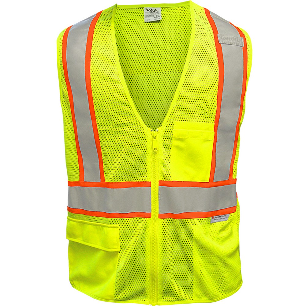 PIP 505SX-LM ANSI Type R Class 2 Two-Tone Seven Pocket Mesh Breakaway Vest with X-Back Hi-Vis Yellow