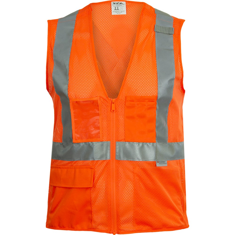 PIP 508SX-OR ANSI Type R Class 2 Seven Pocket Mesh Breakaway Vest with X-Back Hi-Vis Orange