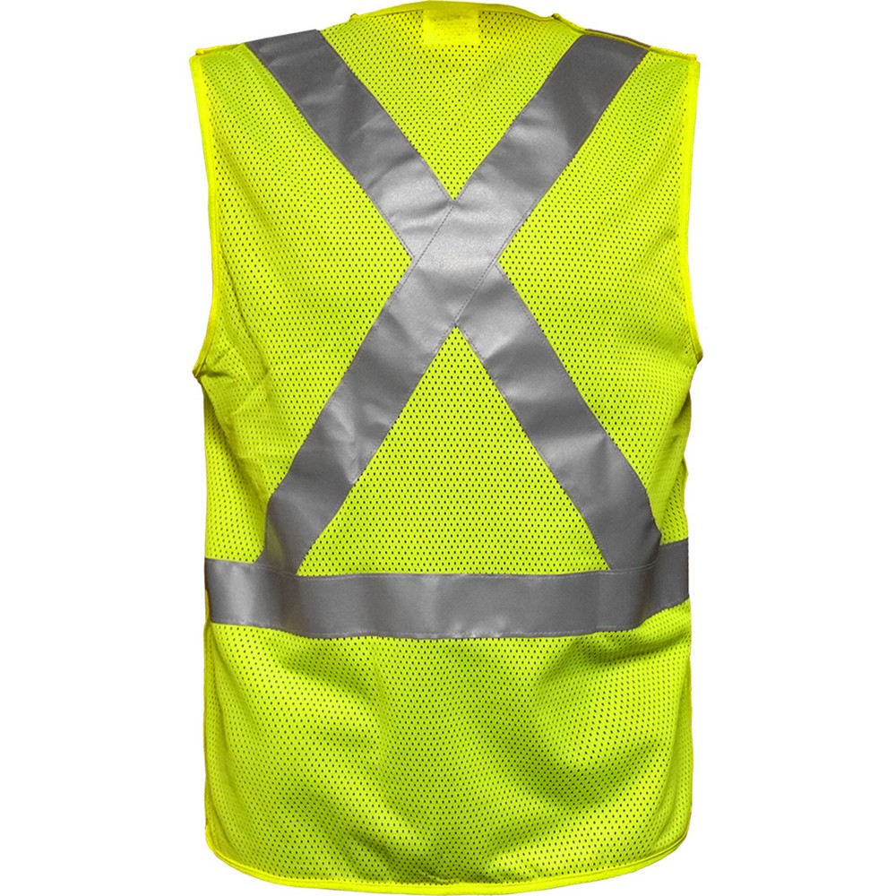 PIP 508SX-LM ANSI Type R Class 2 Seven Pocket Mesh Breakaway Vest with X-Back Hi-Vis Yellow