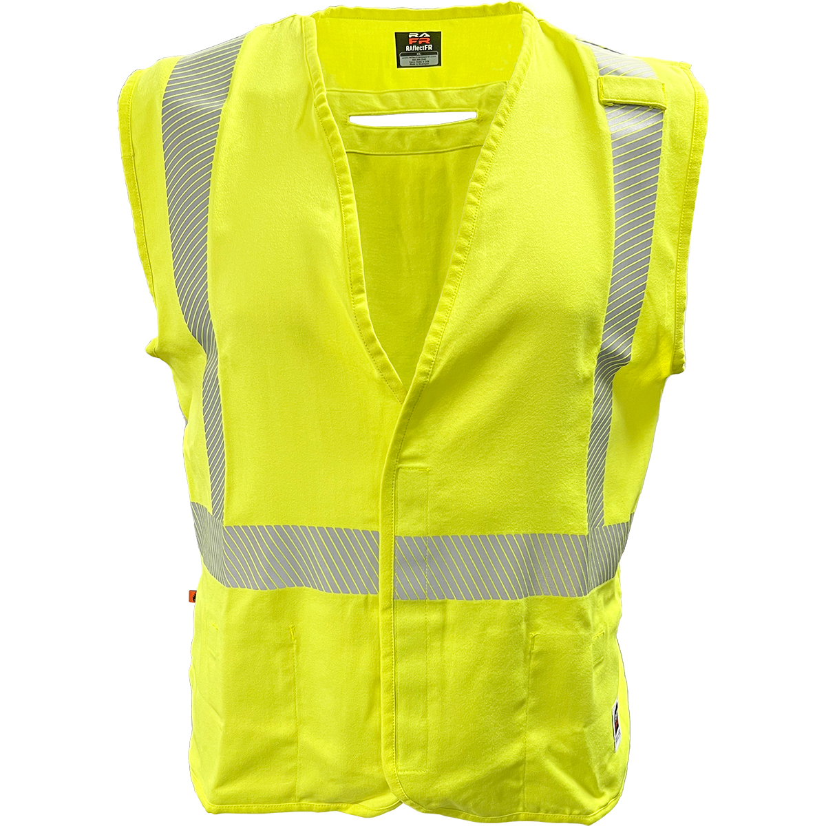 PIP 509FRGS-LM ANSI Type R Class 2 AR/FR Solid Vest With Segmented Tape and "D" Ring Access Hi-Vis Yellow