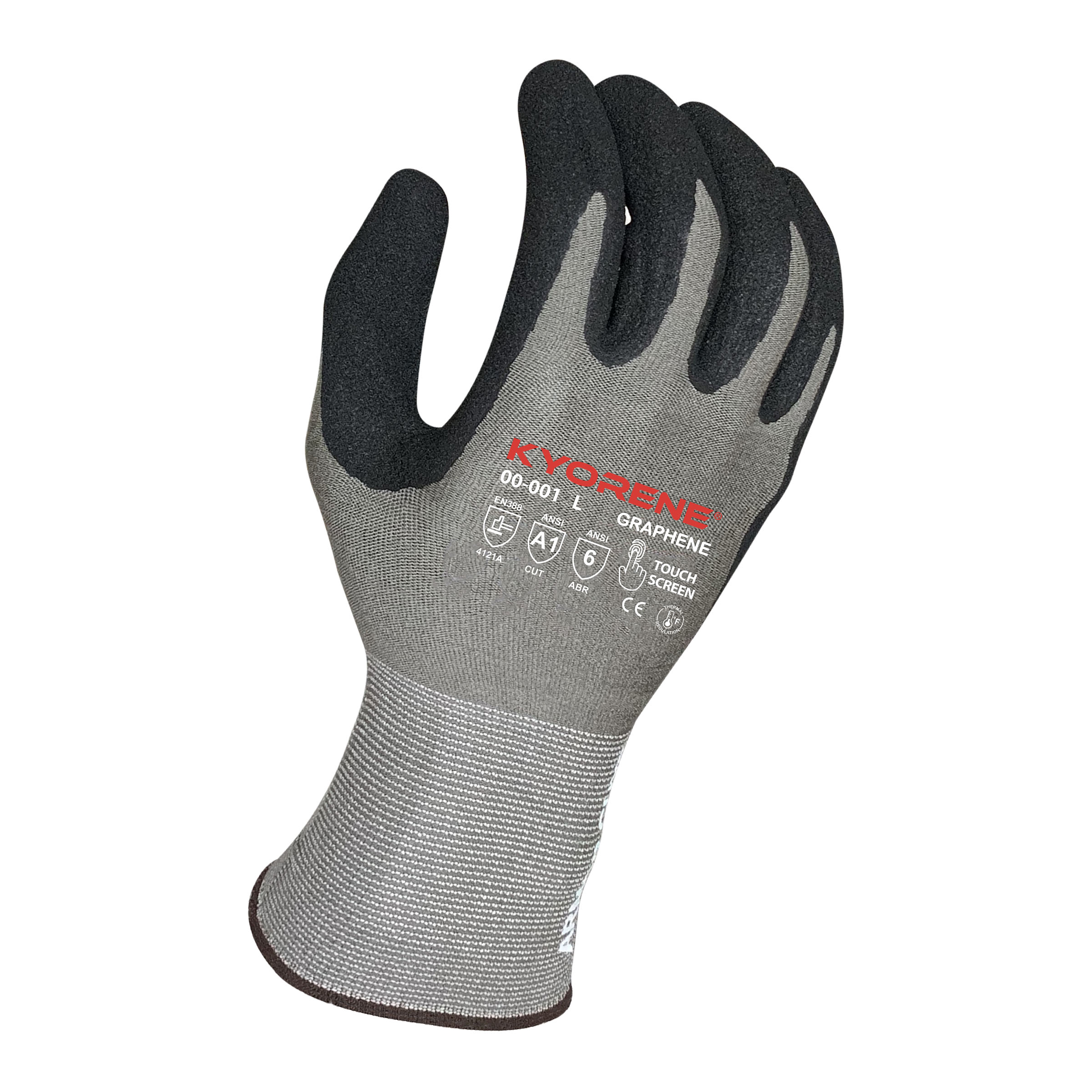 Armor Guys 00-001 15g Gray Kyorene Liner With Black HCT Micro Foam Nitrile Palm Coating, No Thumb Crotch Reinforcement