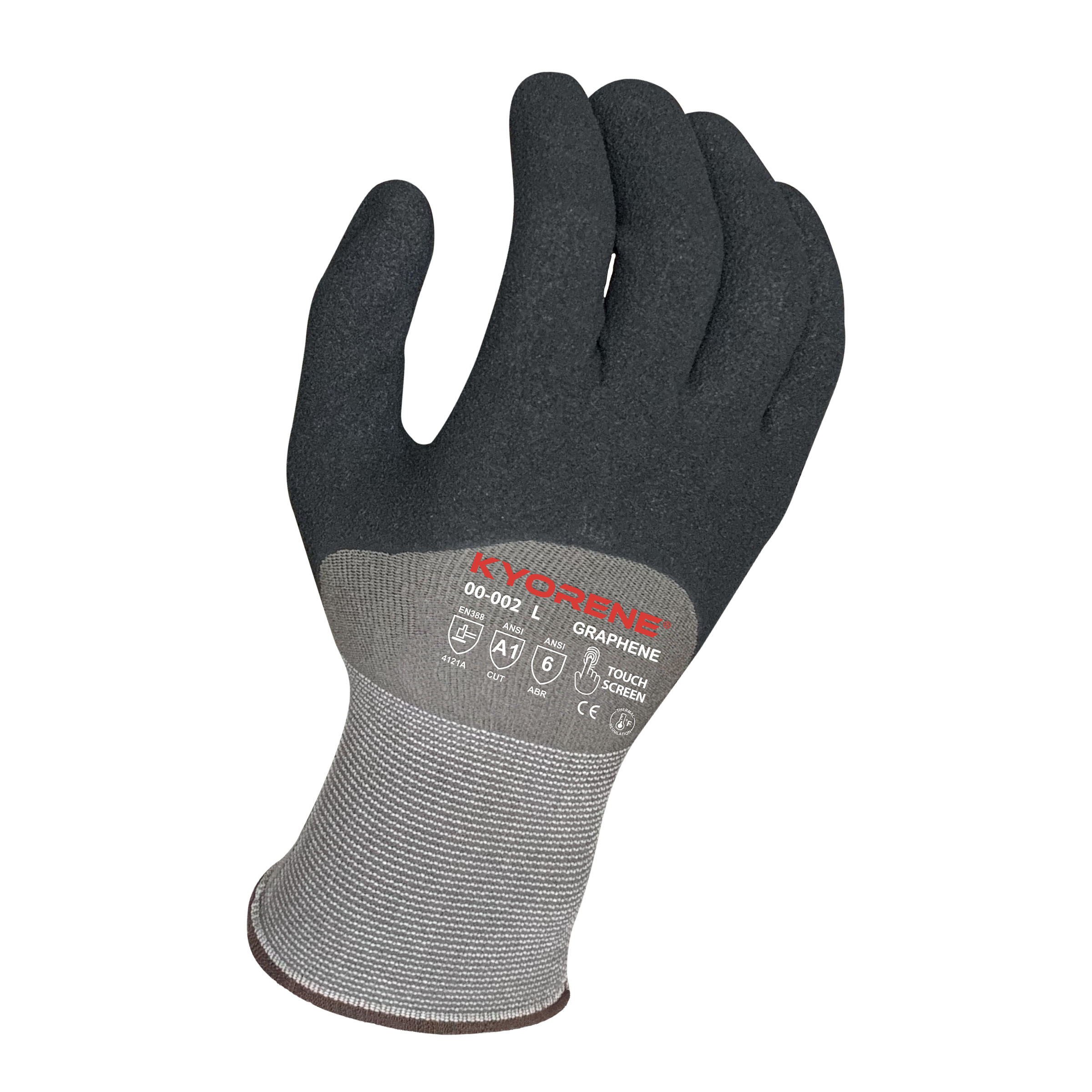 Armor Guys 00-002 15g Gray Kyorene Liner With Black 3/4 HCT Micro Foam Nitrile Palm Coating
