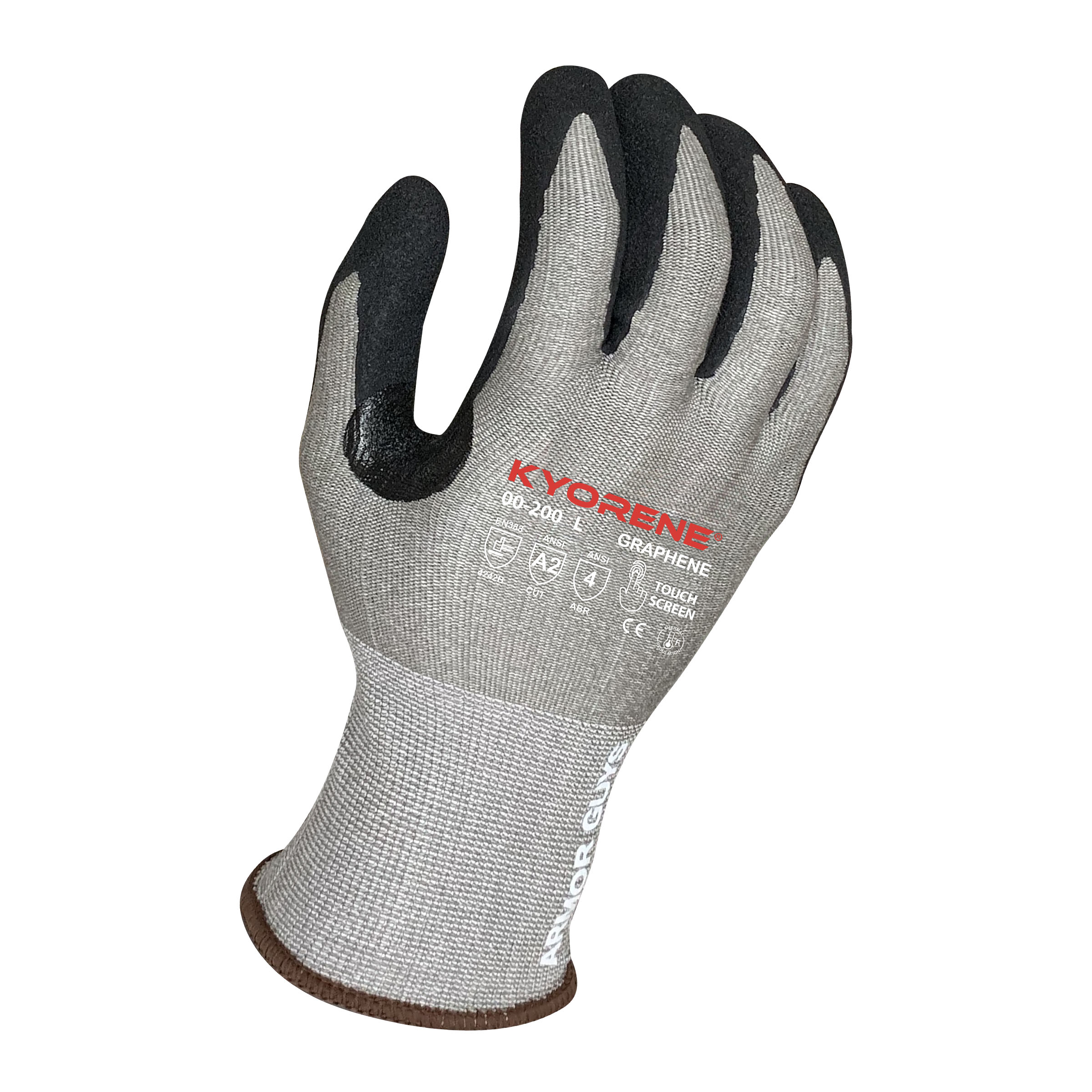 Armor Guys 00-200 15g Gray Kyorene Liner With Black HCT Micro Foam Nitrile Palm Coating And Reinforced Thumb Crotch, ANSI A2