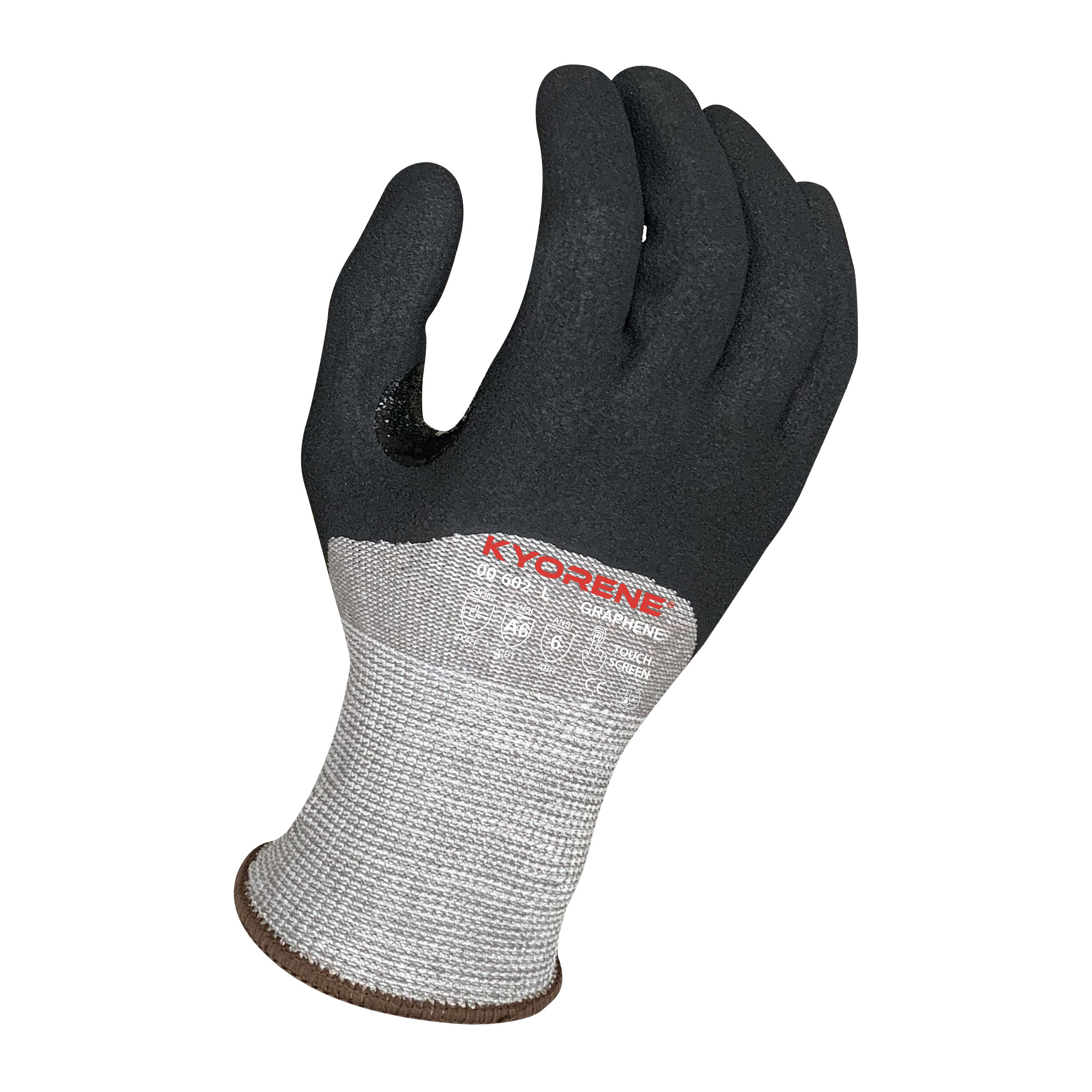 Armor Guys 00-602 13g Gray Kyorene Liner With Black HCT Micro Foam Nitrile 3/4 Coating And Reinforced Thumb Crotch, ANSI A6