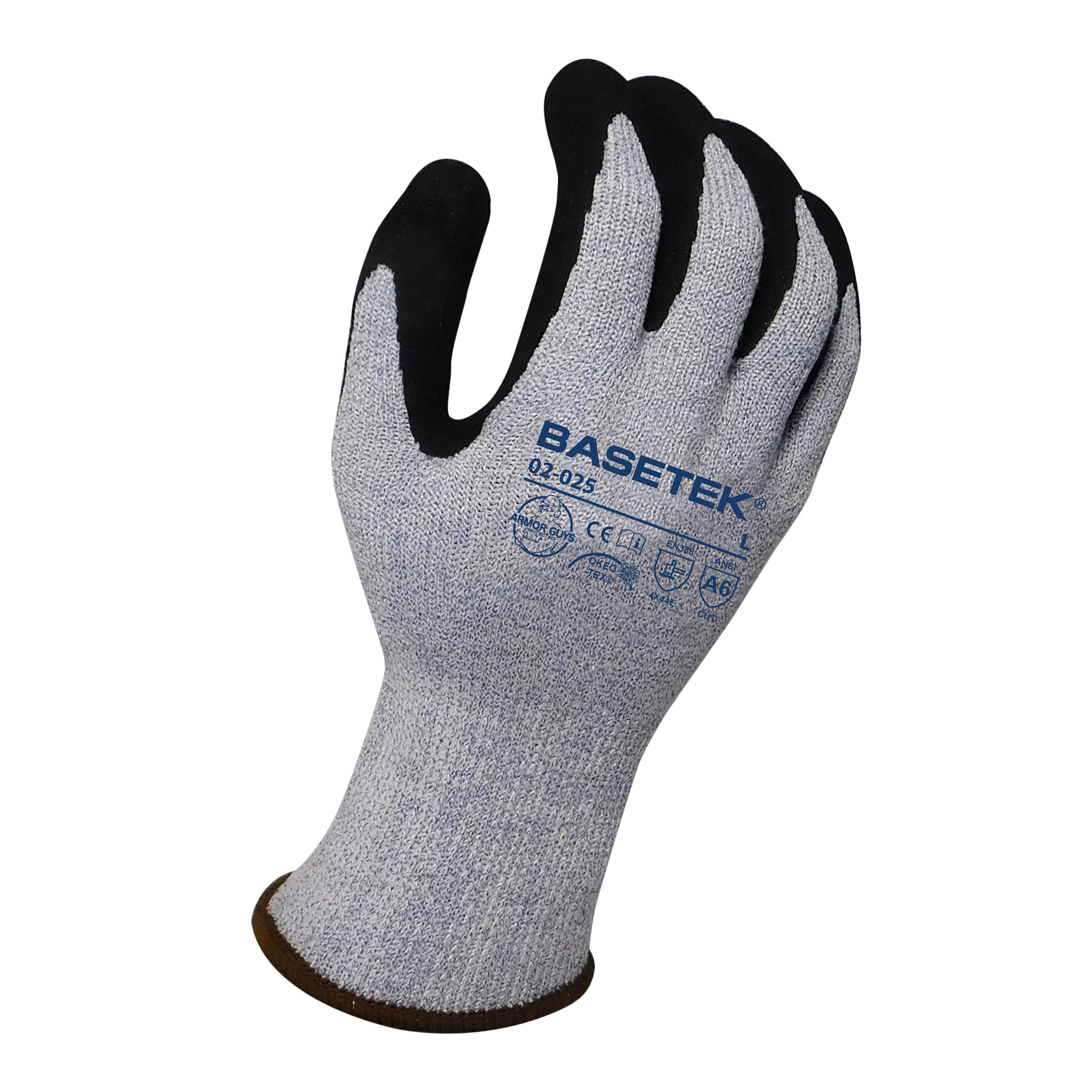 Armor Guys 02-025 13g Blue HDPE Liner With Black Micro Foam Nitrile Palm Coating, ANSI A6