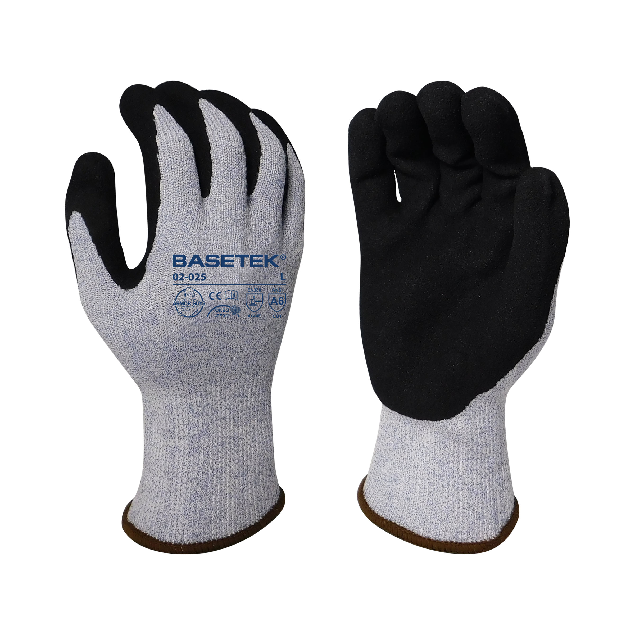 Armor Guys 02-025 13g Blue HDPE Liner With Black Micro Foam Nitrile Palm Coating, ANSI A6