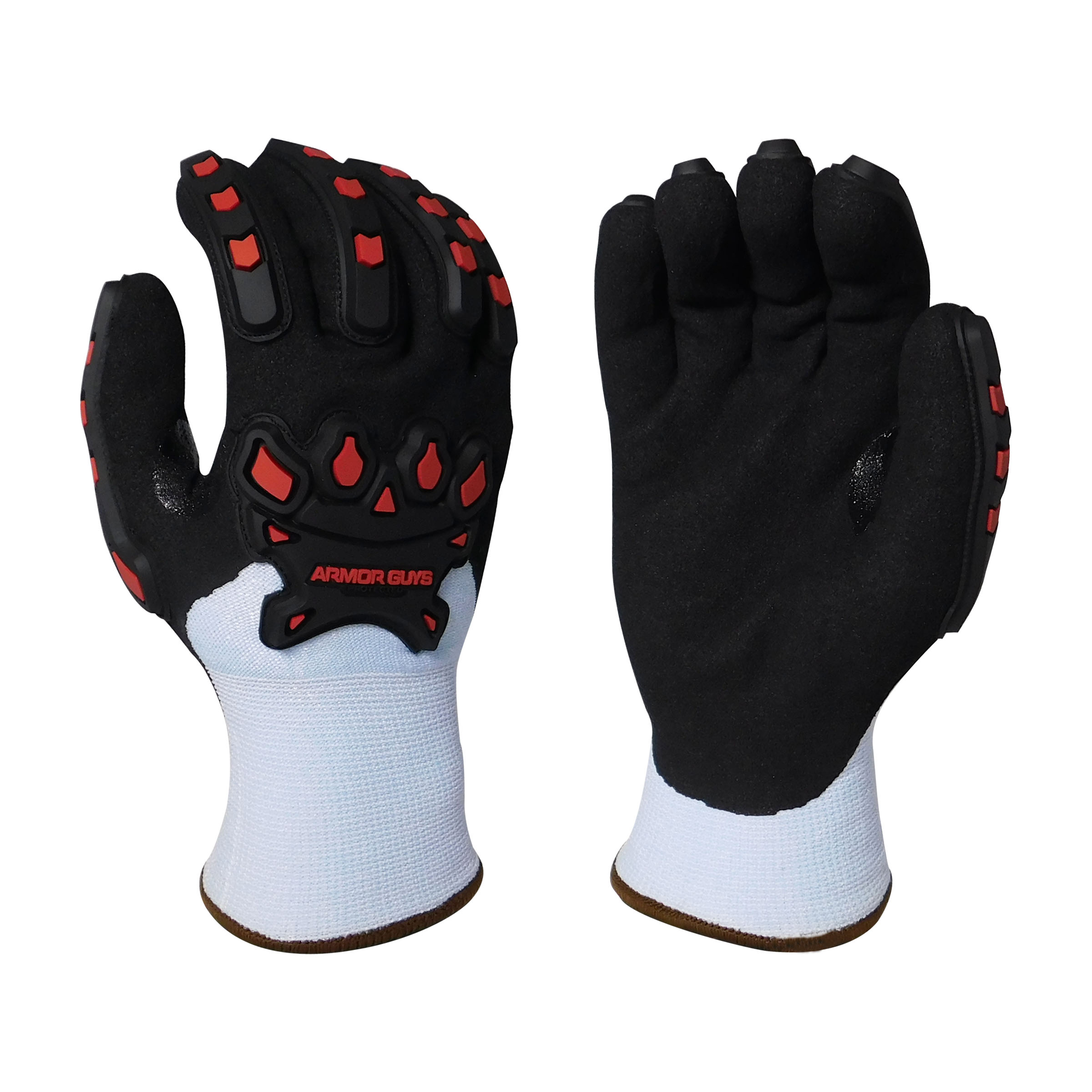 Armor Guys 04-314 13g ExtraFlex Cut Resistant Light Blue Engineered Liner With 7g Poly-Acrylic Lining, Black Nitrile Micro Foam HCT Palm Coating, Nitrile Reinforced Thumb Crotch And 3/4 Fingertip Coating, With Back Protection, ANSI A4
