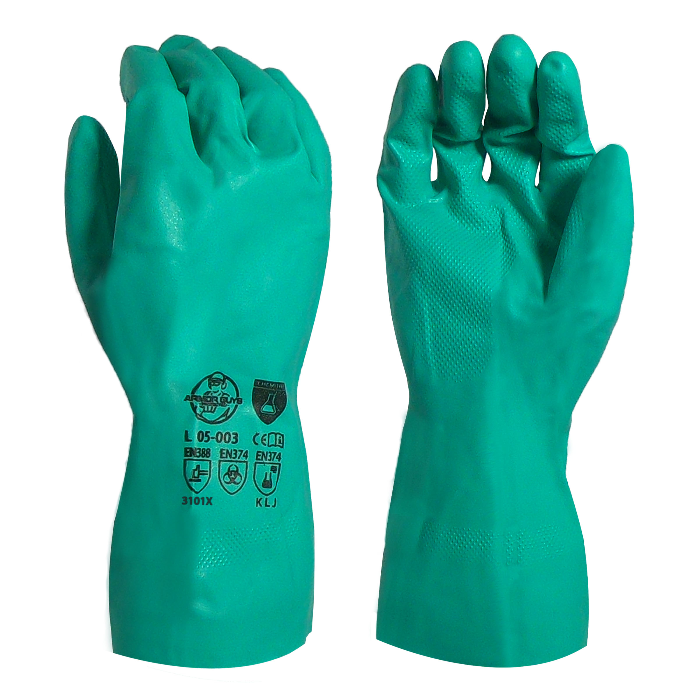 Armor Guys 05-003 15 Mil Green Nitrile, Unsupported, Flocked Lined