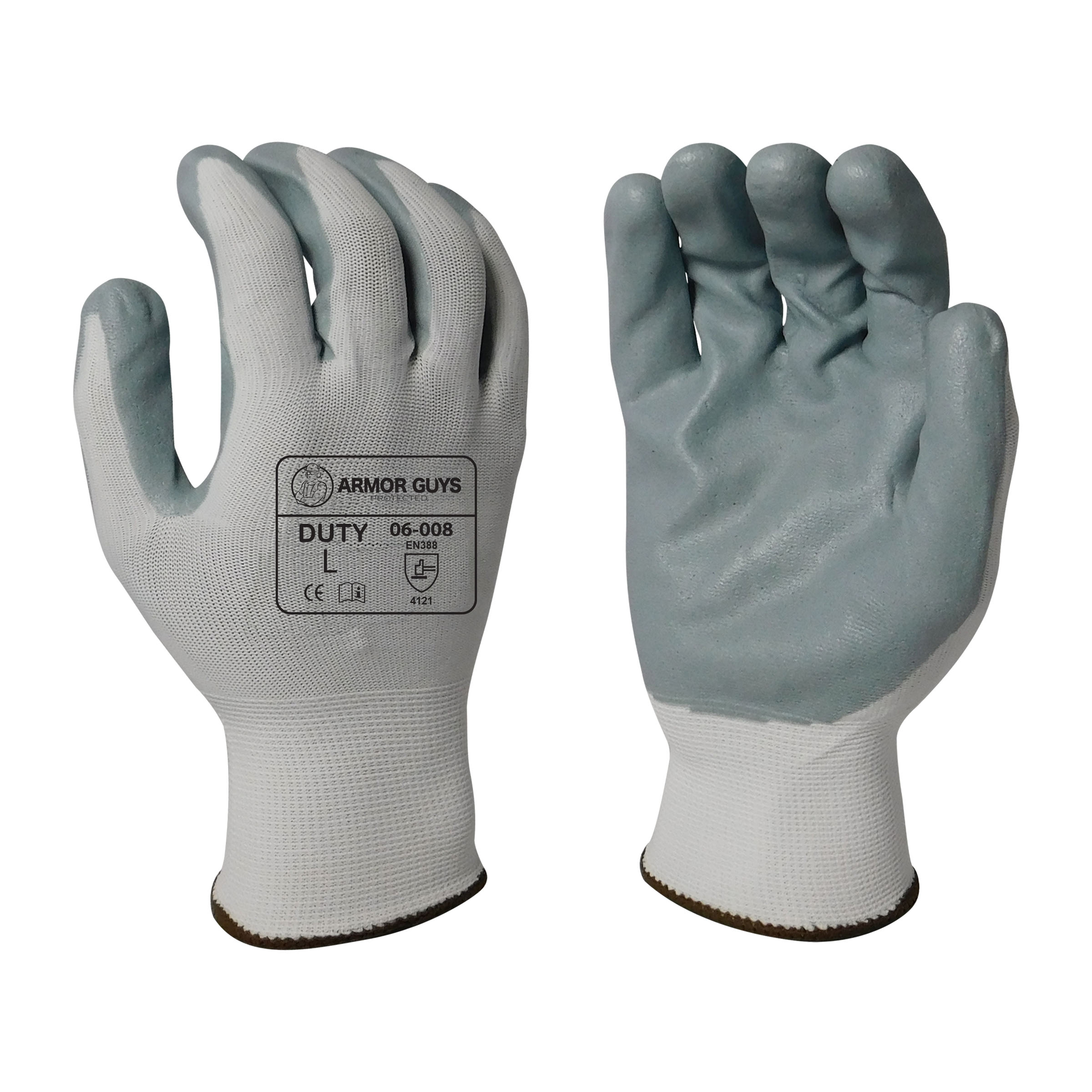 Armor Guys 06-008 13g White Nylon Liner With Gray Foam Nitrile Palm Coating