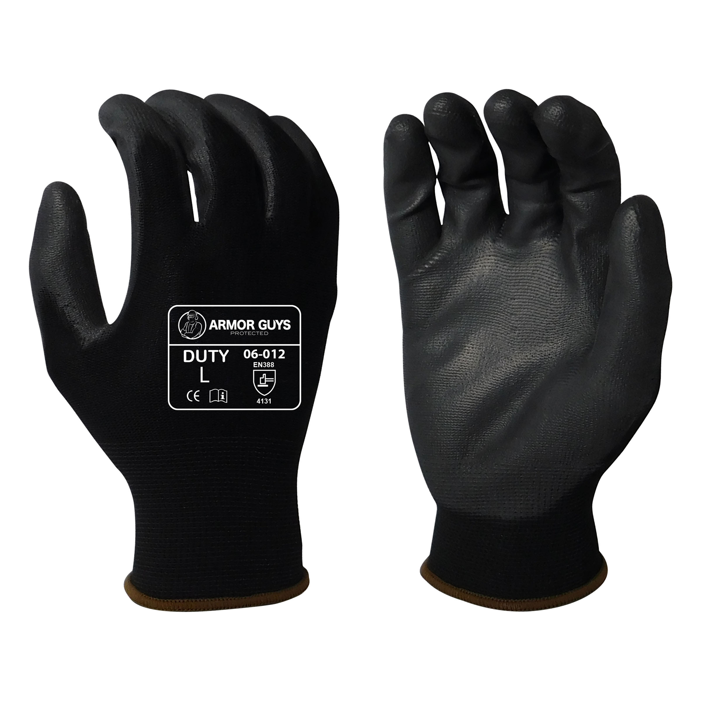 Armor Guys 06-012 13g Black Nylon Liner With Black PU Palm Coating