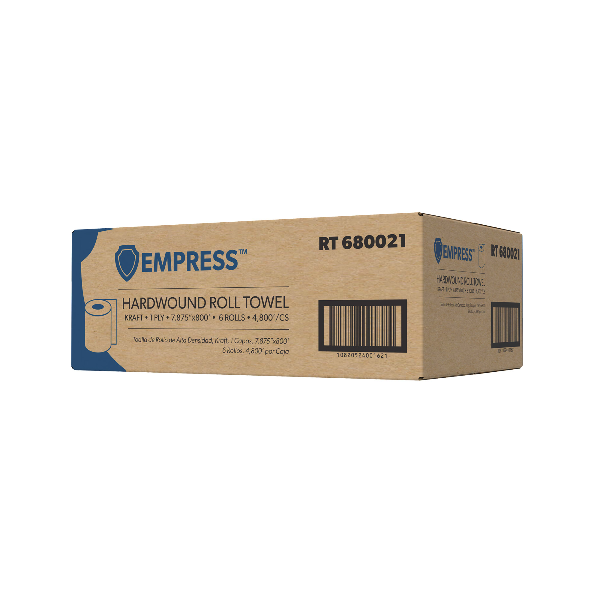Empress RT680021 Hardwound Towel 8" X 800' Natural 6 Rolls