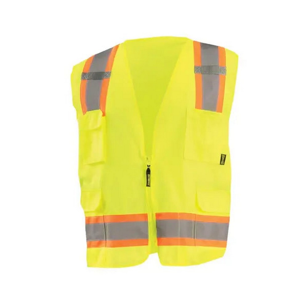 Occunomix ECO-ATRANS-Y Solid Two-Tone Surveyor Vest W/Zipper Hi-Vis Yellow