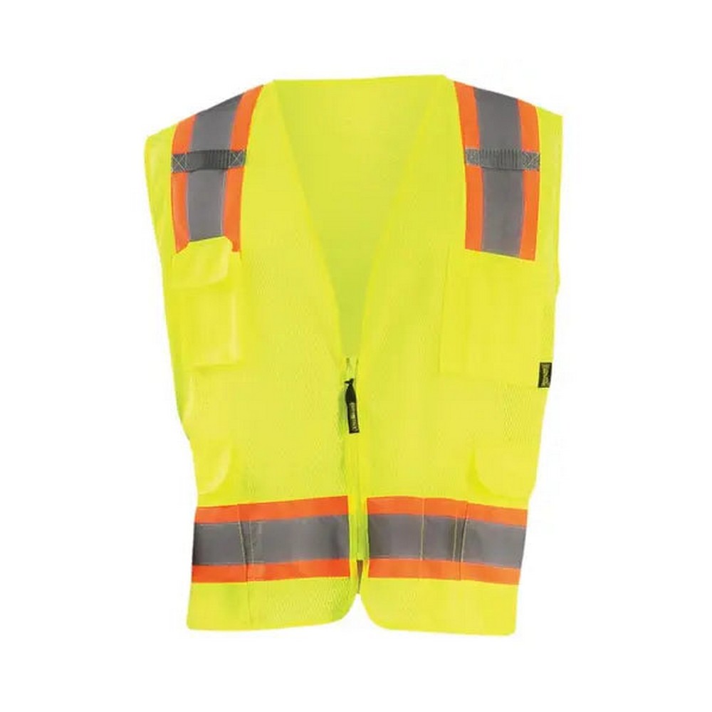 Occunomix ECO-ATRNSM-O Mesh Two-Tone Surveyor Vest W/Zipper Hi-Vis Orange