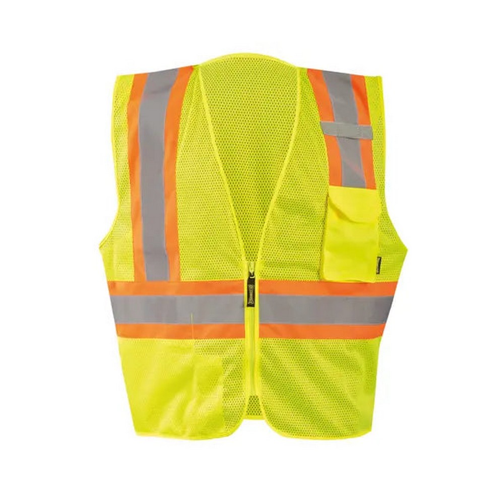 Occunomix ECO-IMZ3P2T-Y Mesh Two-Tone 3-Pocket Vest W/Zipper Hi-Vis Yellow
