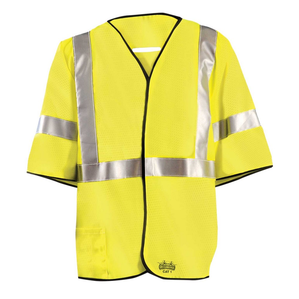 Occunomix FR-VM2213-Y Flame Resistant Single Stripe Mesh Vest w/D-Ring Access Hi-Vis Yellow