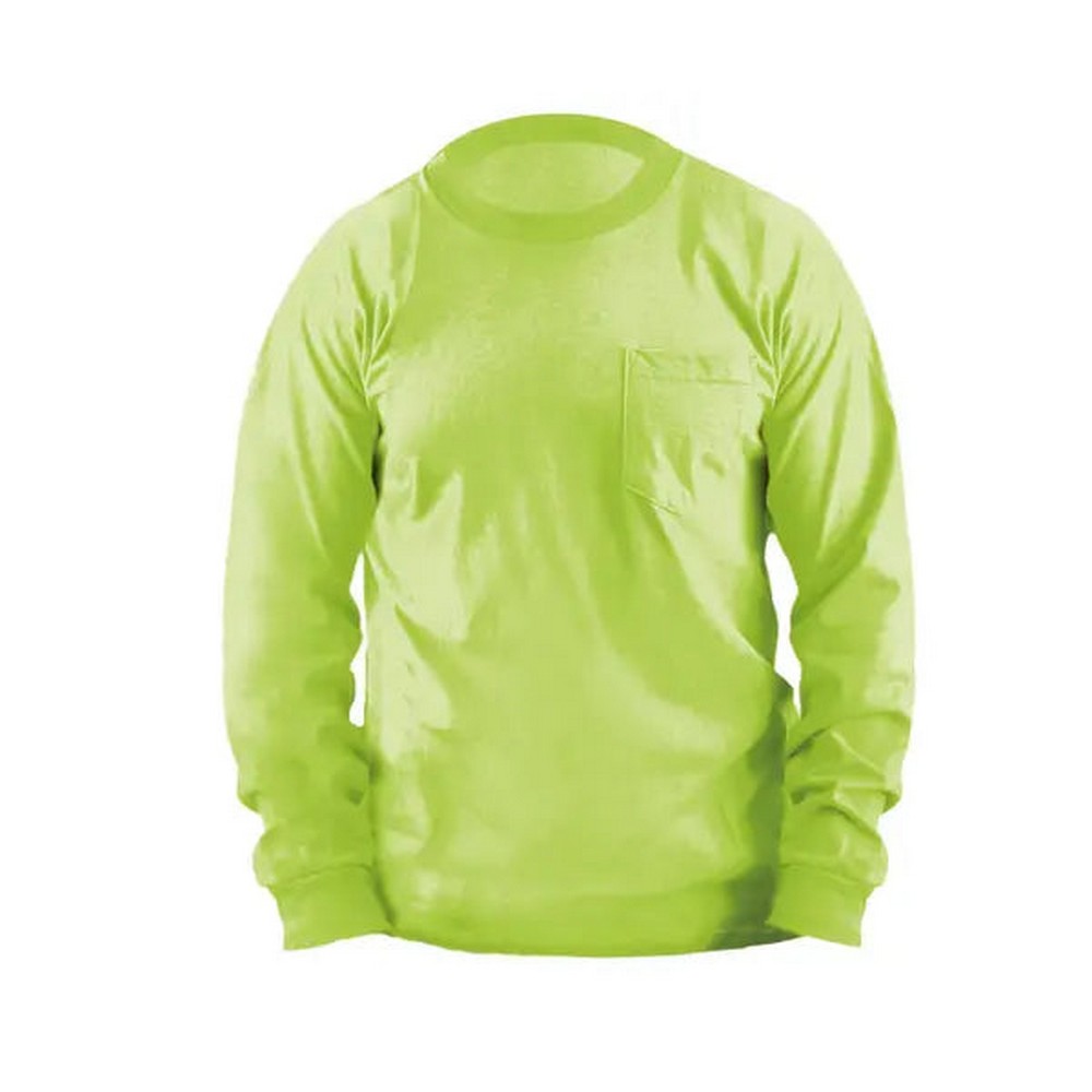 Occunomix LUX-300LP-07 Non-Ansi Pre-Shrunk Cotton Long Sleeve T-Shirt W/Pocket Hi-Vis Yellow