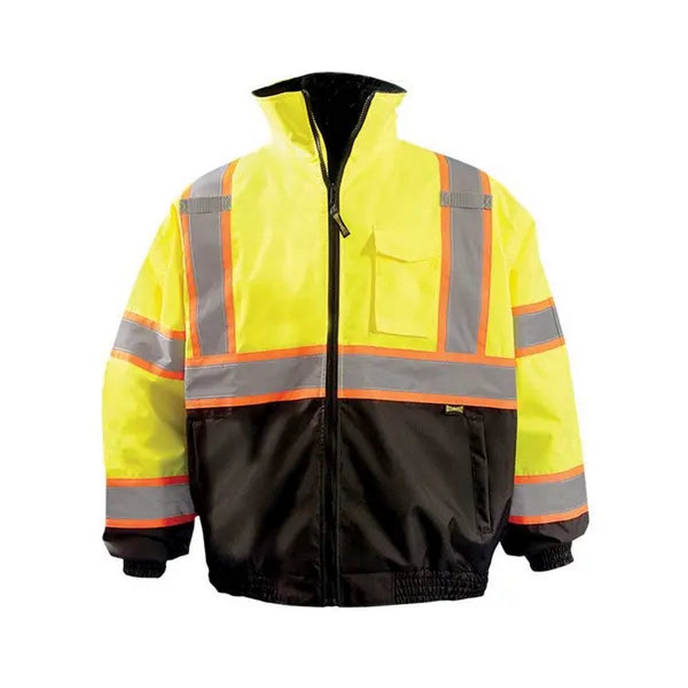 Occunomix LUX-350-B2X-O 2-In-1 Black Bottom X-Back Quilted Bomber Jacket Hi-Vis Orange