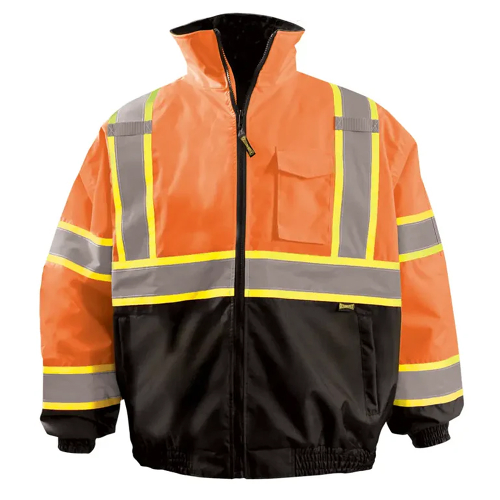 Occunomix LUX-350-B2X-O 2-In-1 Black Bottom X-Back Quilted Bomber Jacket Hi-Vis Orange