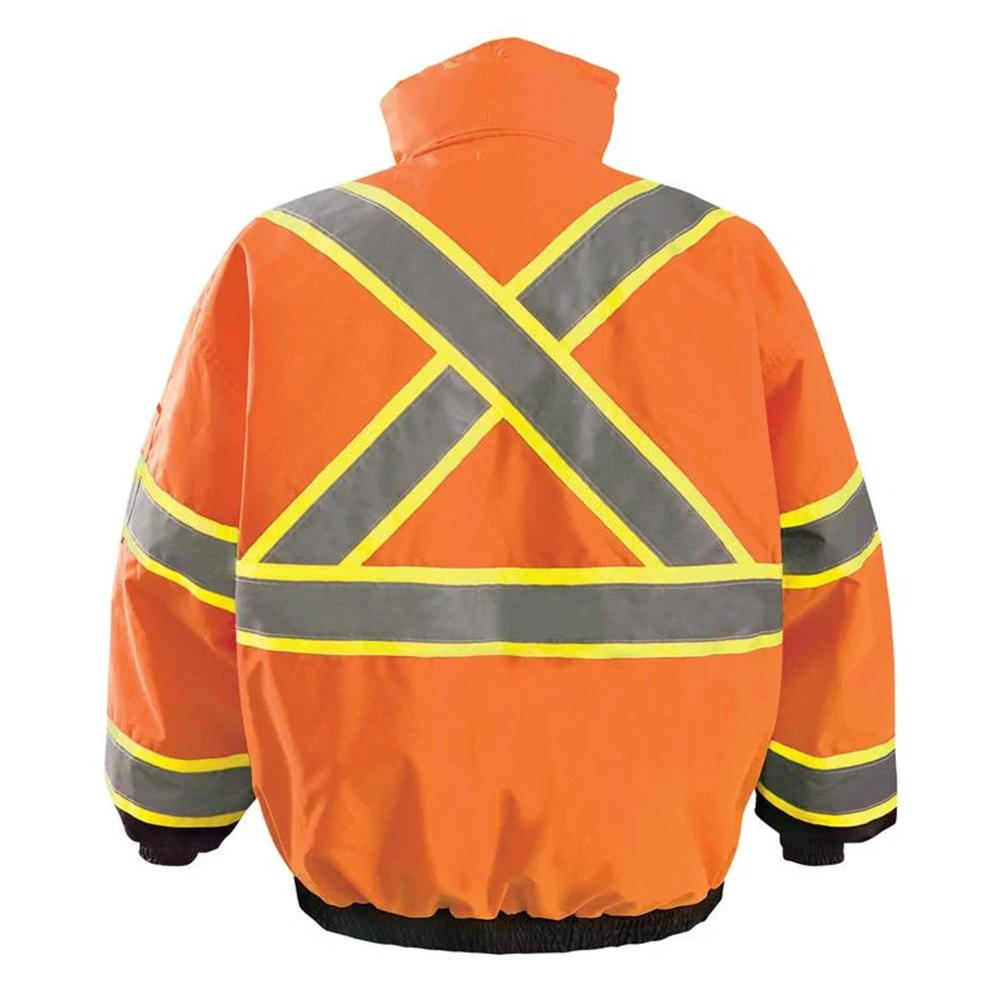 Occunomix LUX-350-B2X-O 2-In-1 Black Bottom X-Back Quilted Bomber Jacket Hi-Vis Orange