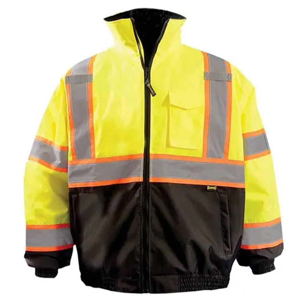 Occunomix LUX-350-B2X-Y 2-In-1 Black Bottom X-Back Quilted Bomber Jacket Hi-Vis Yellow