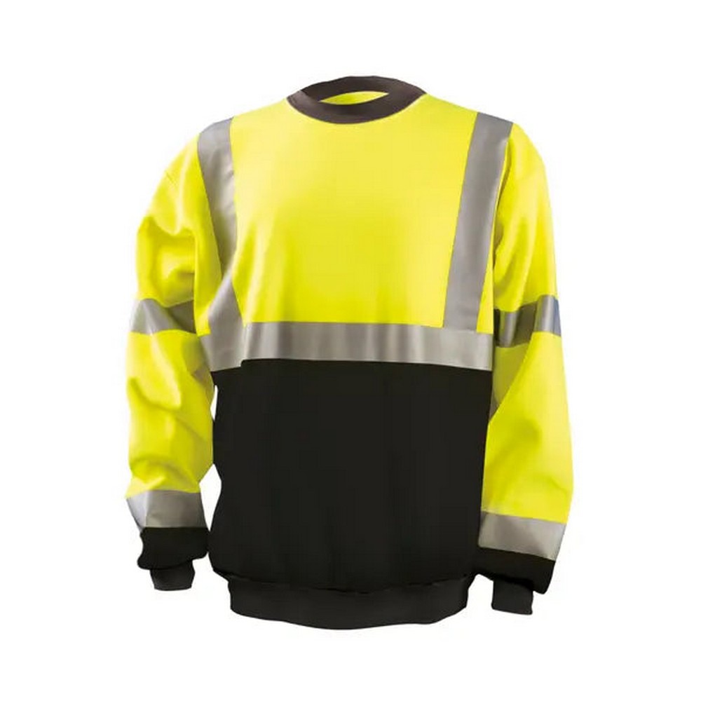 Occunomix LUX-CSWTBK-Y 9 oz Crew Neck Black Bottom Sweatshirt Hi-Vis Yellow