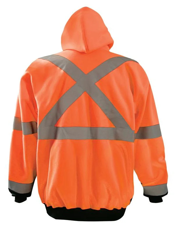 Occunomix LUX-HZSWTBX-O 9 oz Full-Zip Black Bottom X-Back Hoodie Hi-Vis Orange