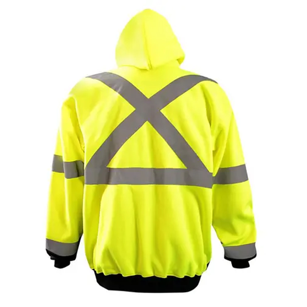Occunomix LUX-HZSWTBX-Y 9 oz Full-Zip Black Bottom X-Back Hoodie Hi-Vis Yellow
