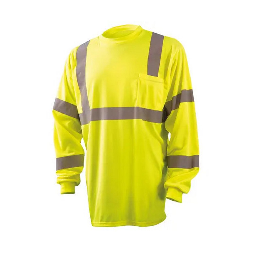 Occunomix LUX-LSETP3B-O Long Sleeve Wicking Birdseye T-Shirt W/Pocket Hi-Vis Orange