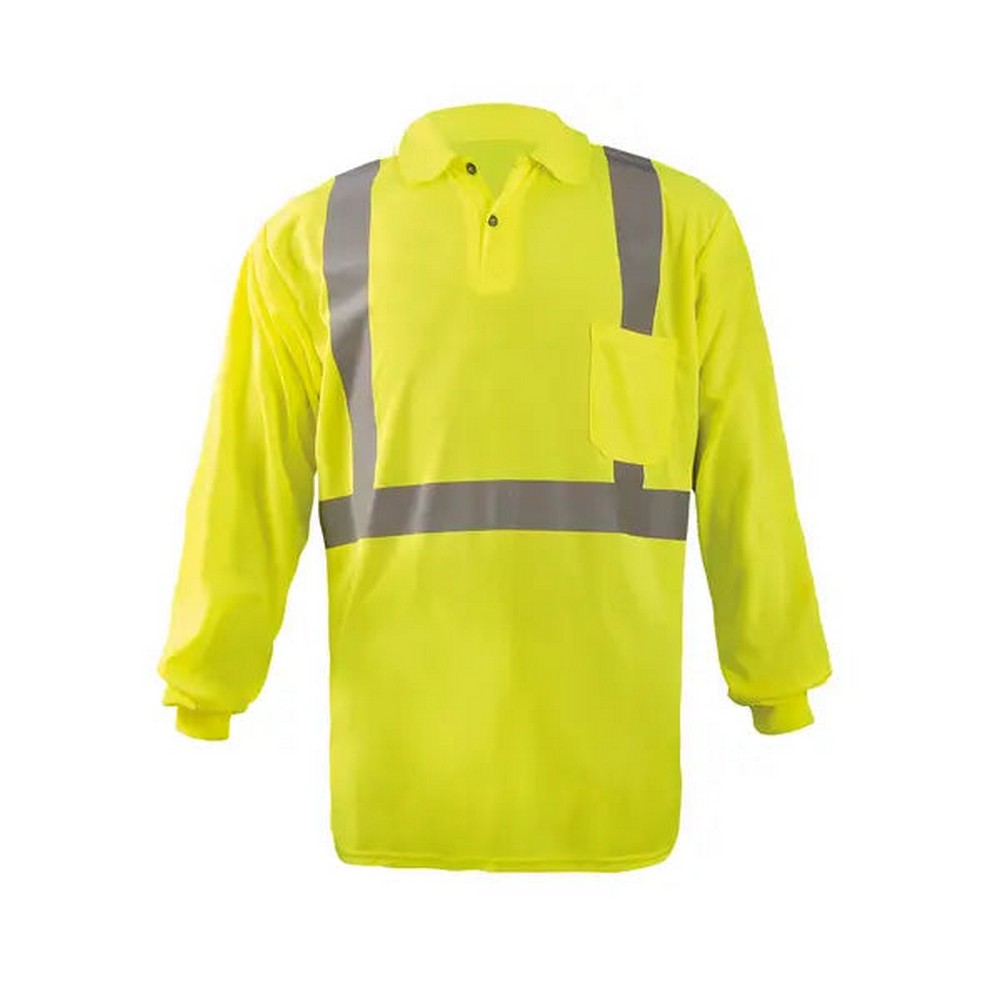 Occunomix LUX-LSPP2B-O Long Sleeve Wicking Birdseye Polo Shirt W/Pocket Hi-Vis Orange
